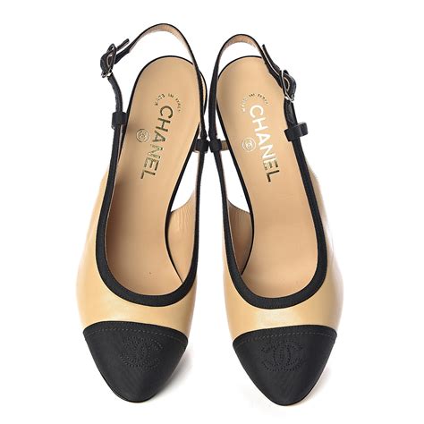 chanel beige cap toe pumps